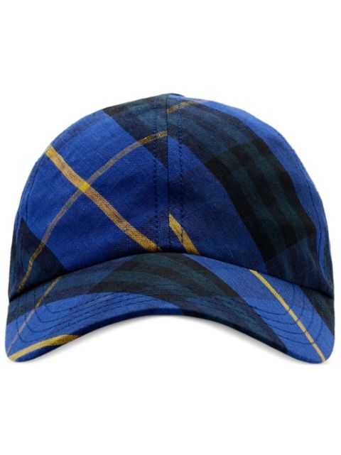 Burberry check linen baseball cap