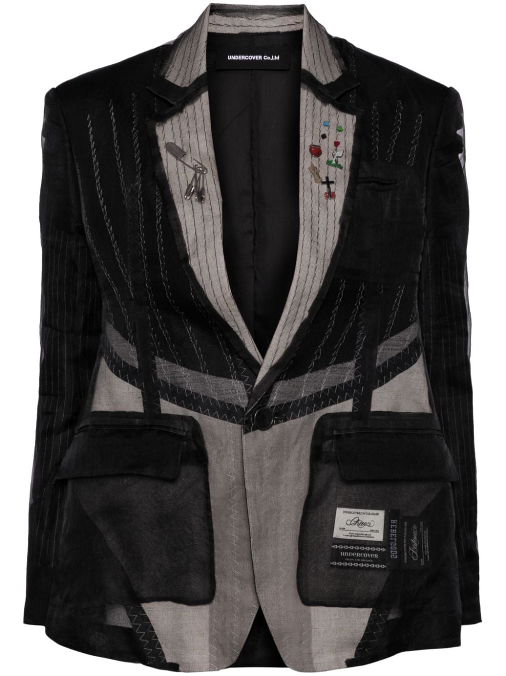 panelled embroidered blazer