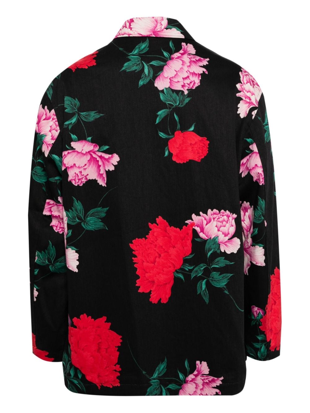 Shop Yohji Yamamoto Floral-print Shirt Jacket In Black