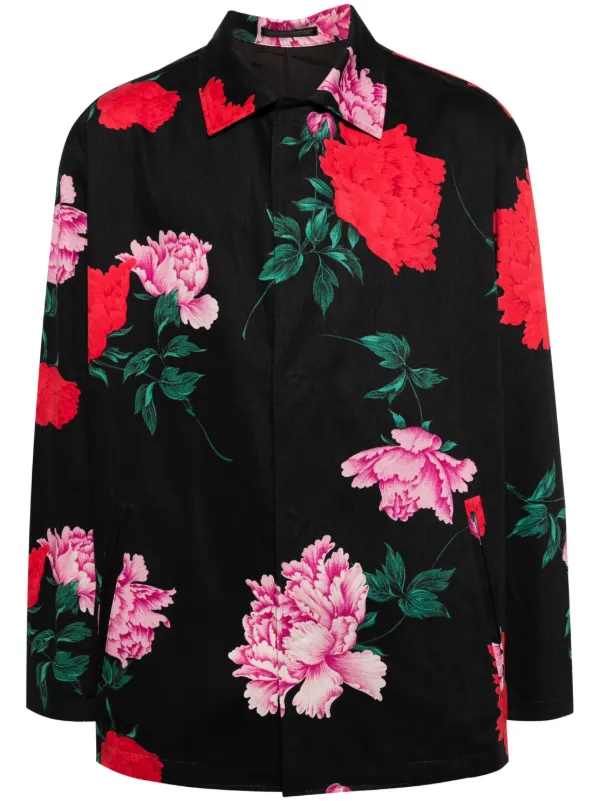 Yohji Yamamoto floral print Shirt Jacket Black FARFETCH AE