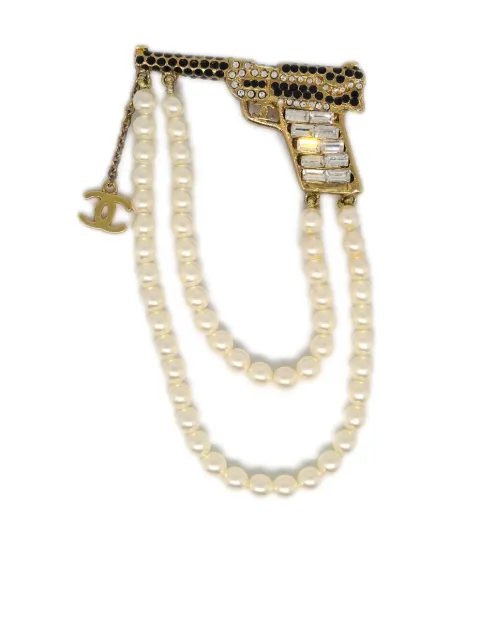 CHANEL Pre-Owned broche strassée à logo CC (2001)