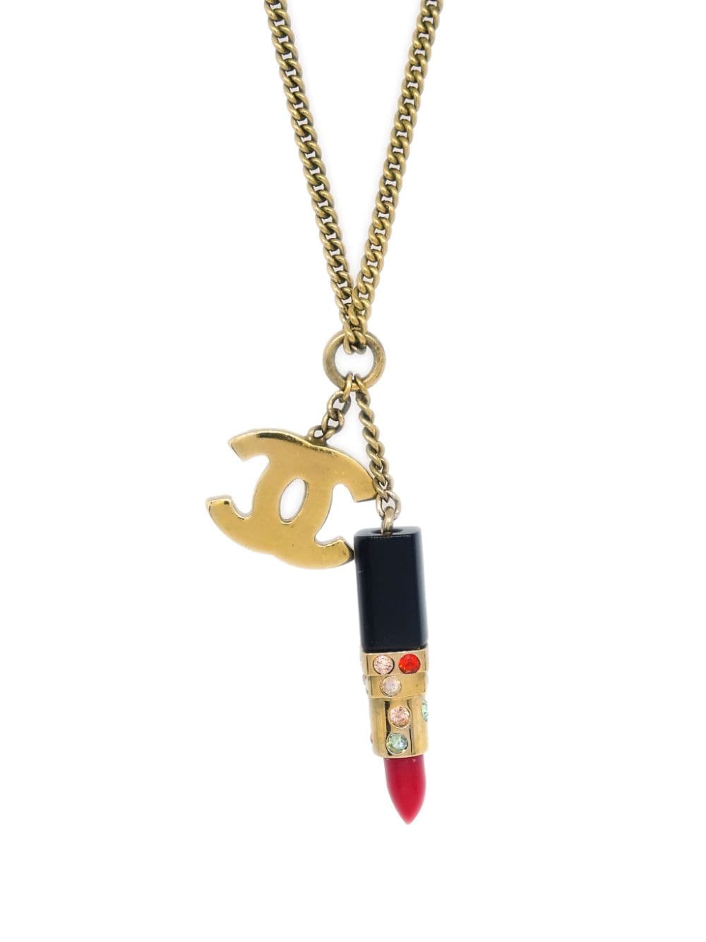 CHANEL Pre-Owned 2004 CC lipstick pendant necklace - Goud