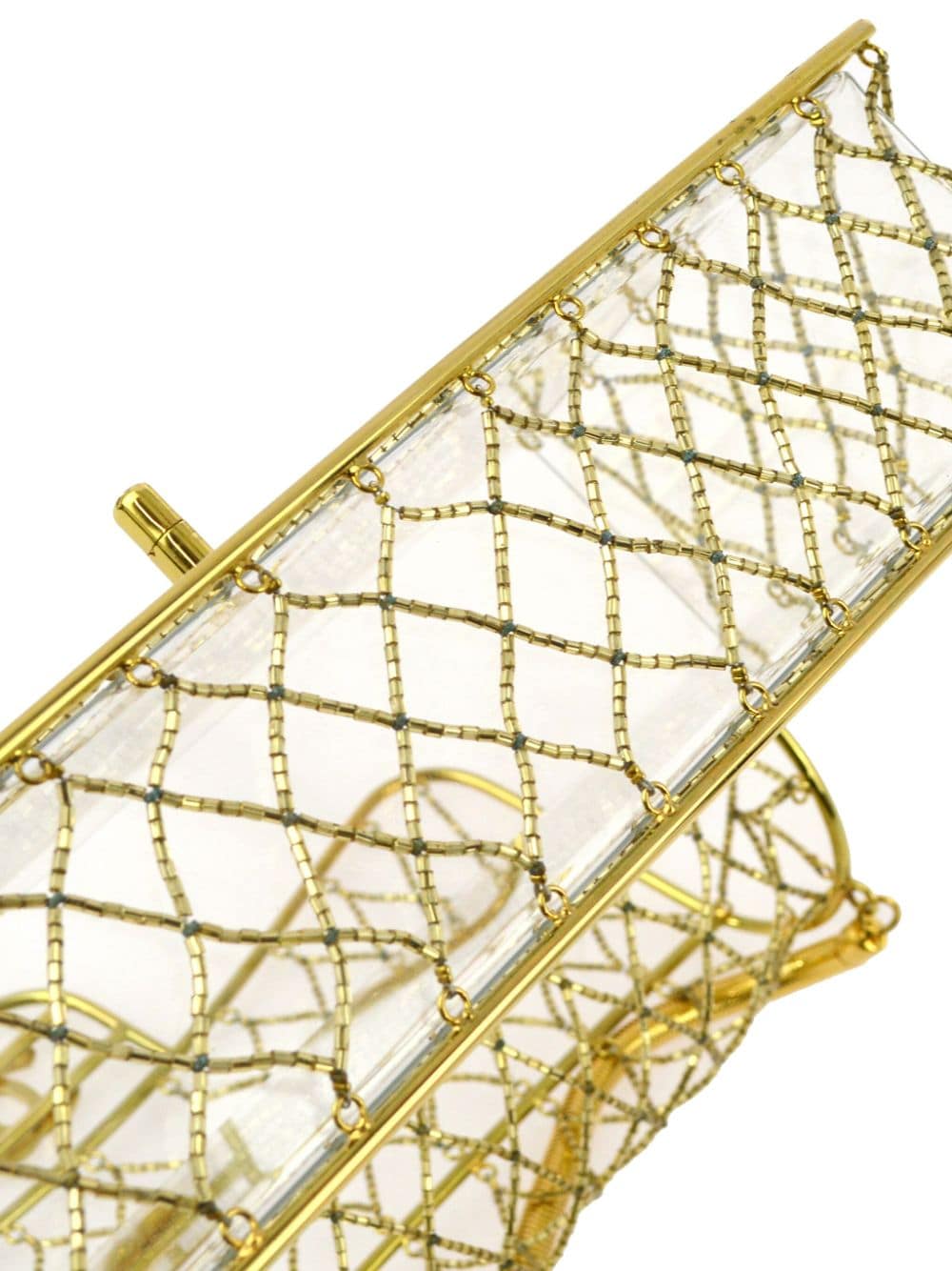 Pre-owned Chanel 1990-2000s Cage Beaded Shoulder Bag In Gold