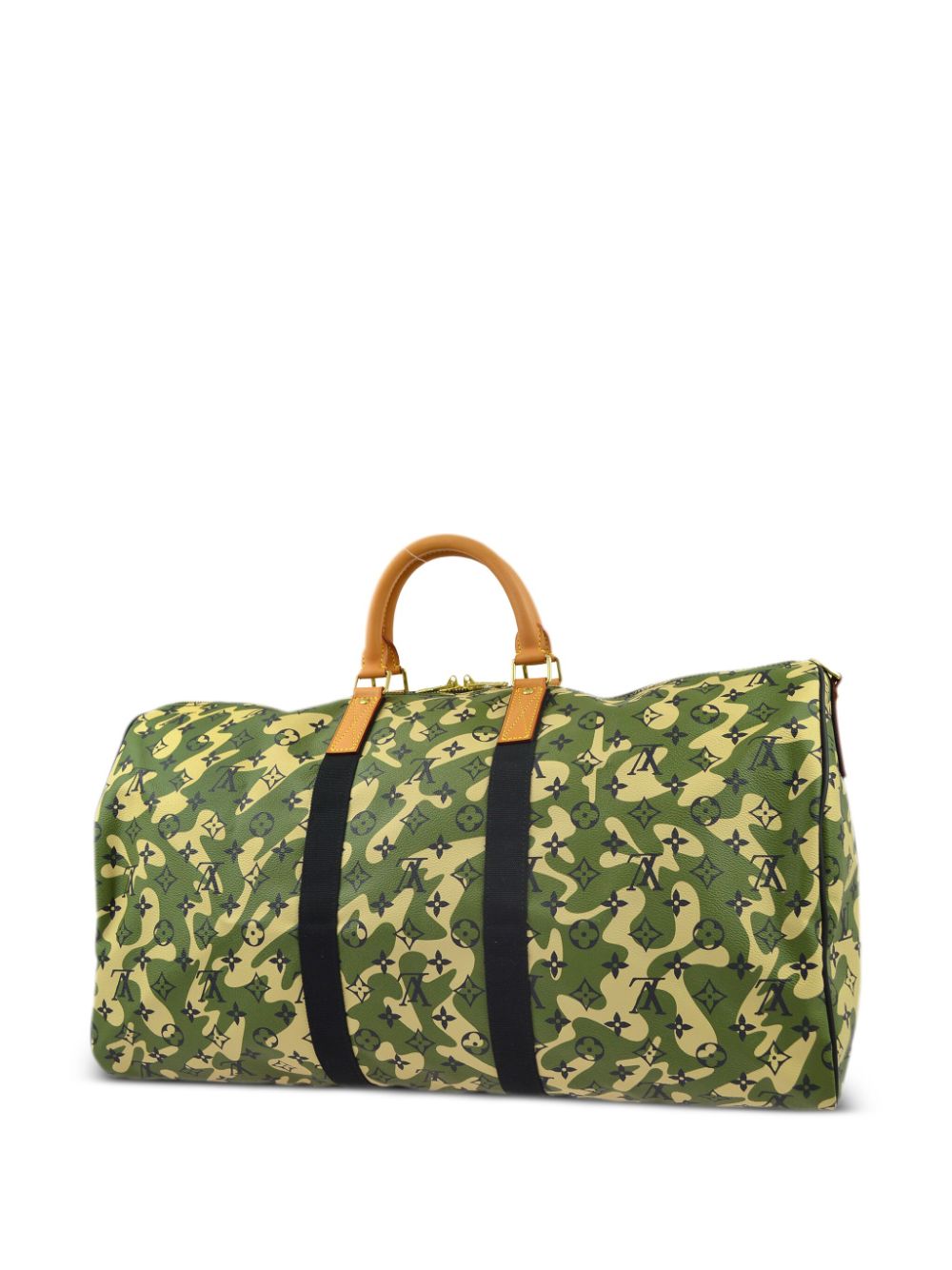 Pre-owned Louis Vuitton X Takashi Murakami 2008 Keepall 55 Bandoulière Travel Bag In Green