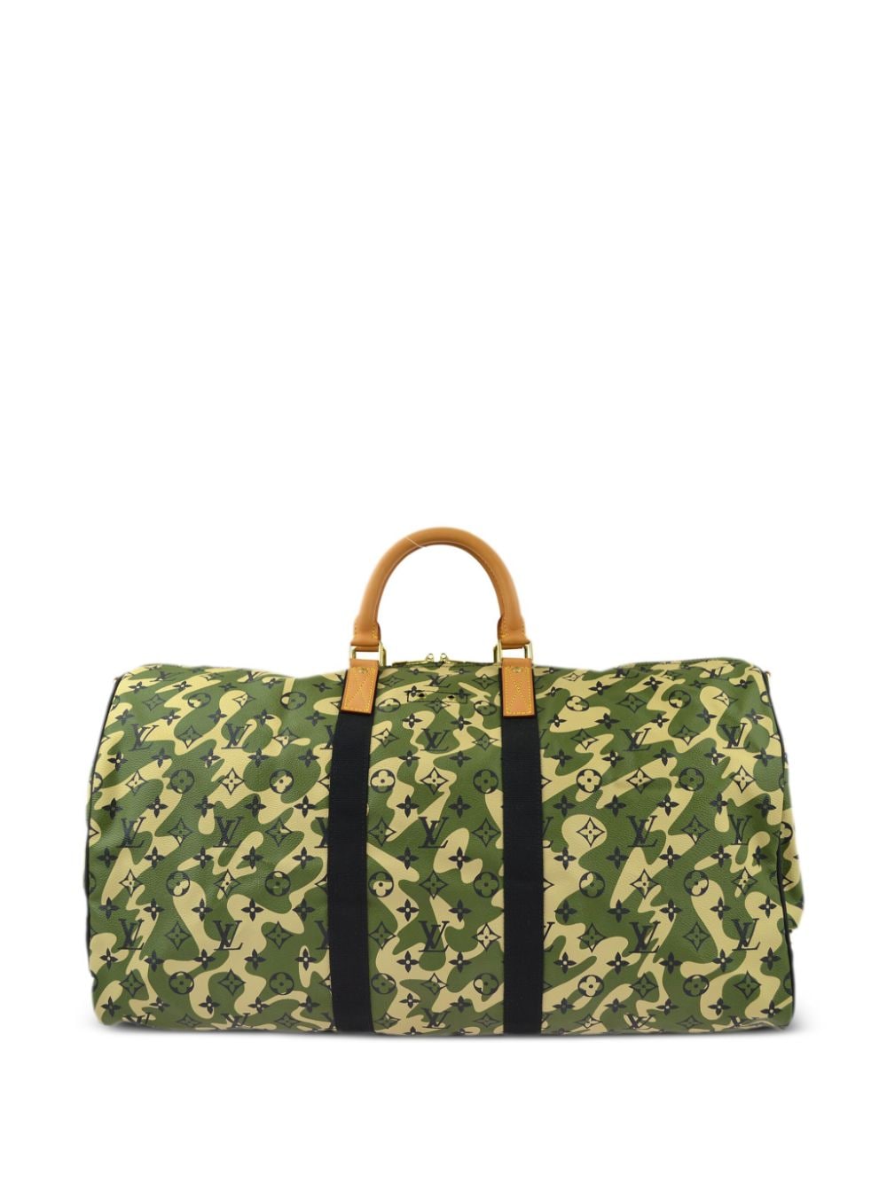 Pre-owned Louis Vuitton X Takashi Murakami 2008 Keepall 55 Bandoulière Travel Bag In Green