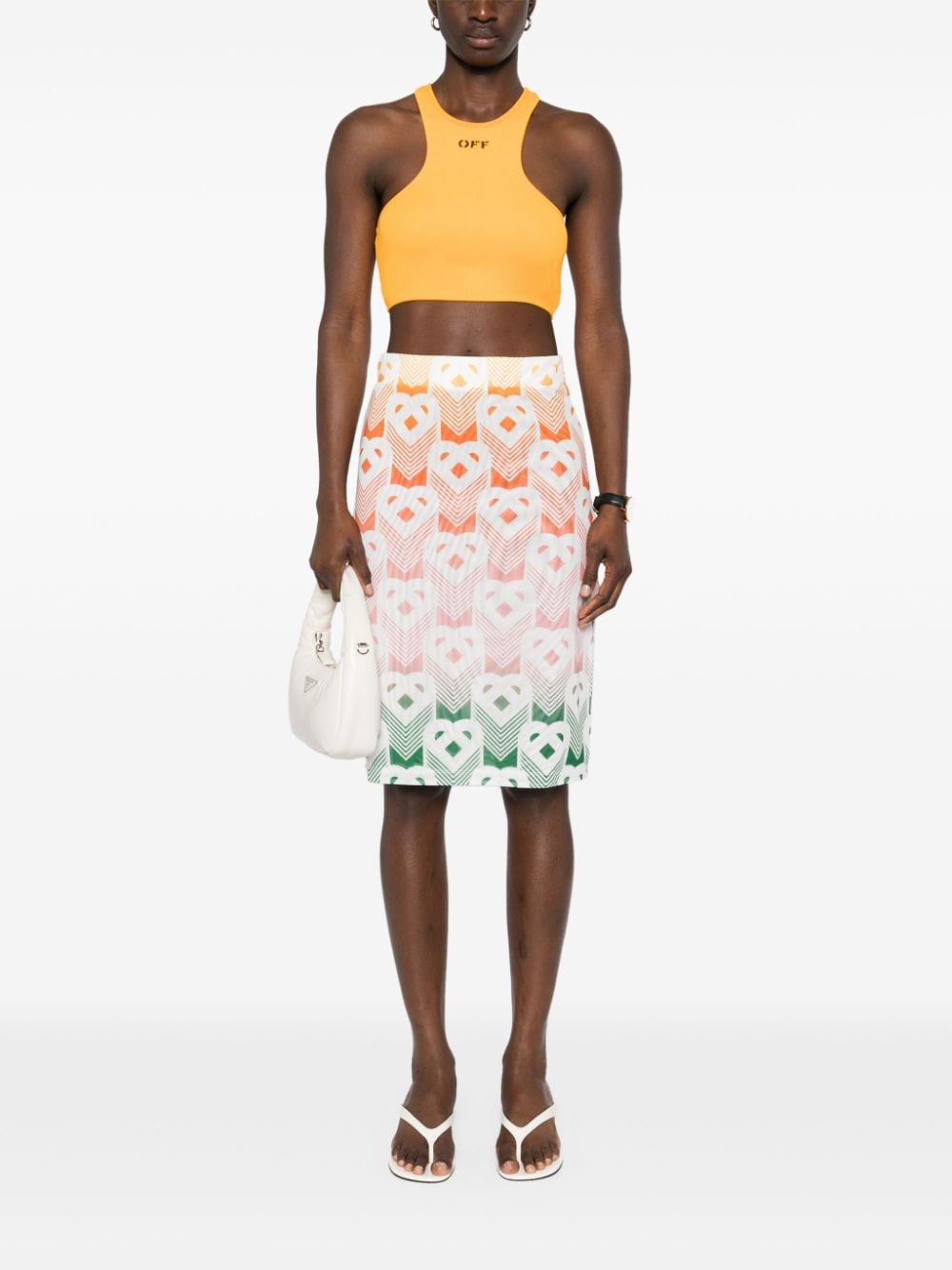 Shop Casablanca Logo-print Mesh Skirt In Orange