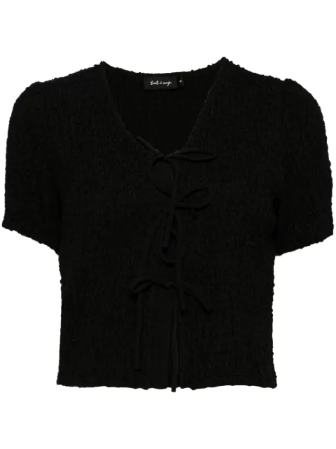 tout a coup textured front-tie T-shirt