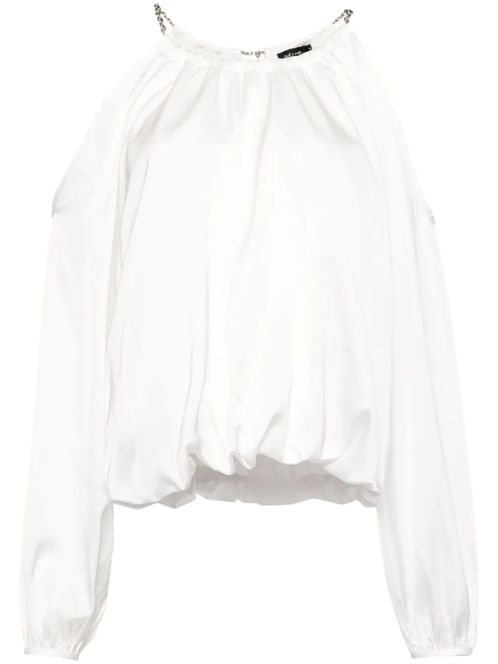 Tout A Coup Draped Cold-shoulder Blouse In White