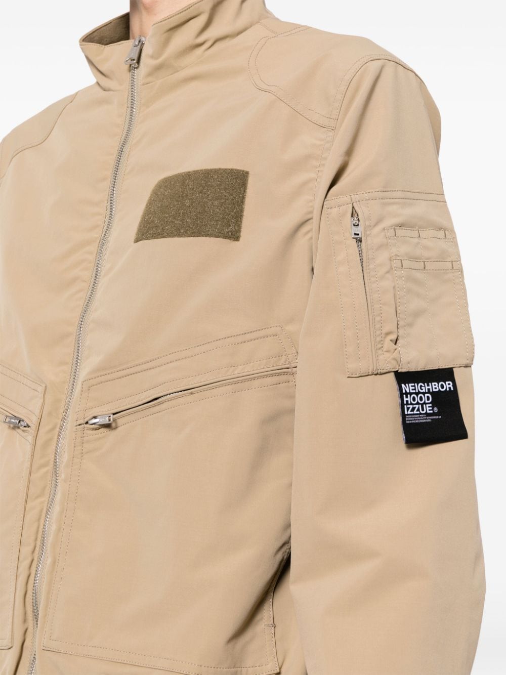 Shop Izzue Logo-appliqué Military Jacket In Brown