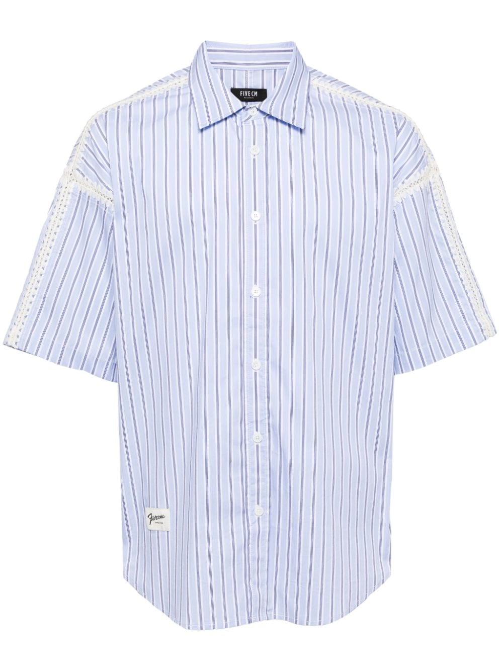 Five Cm Embroidered-detail Striped Shirt In Blue