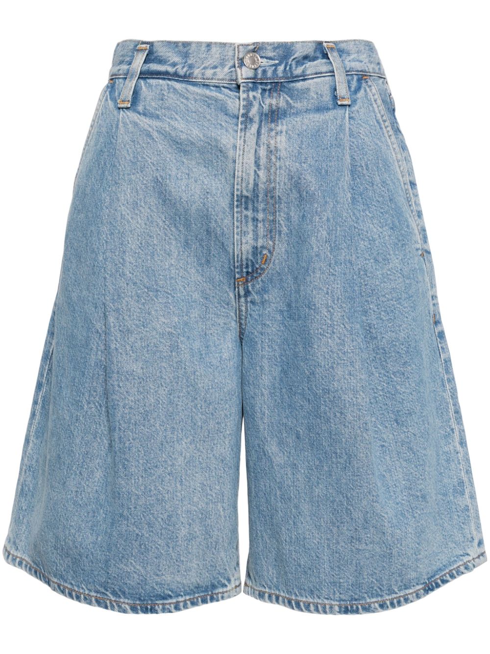 Shop Agolde Ellis Knee-length Denim Shorts In Blue