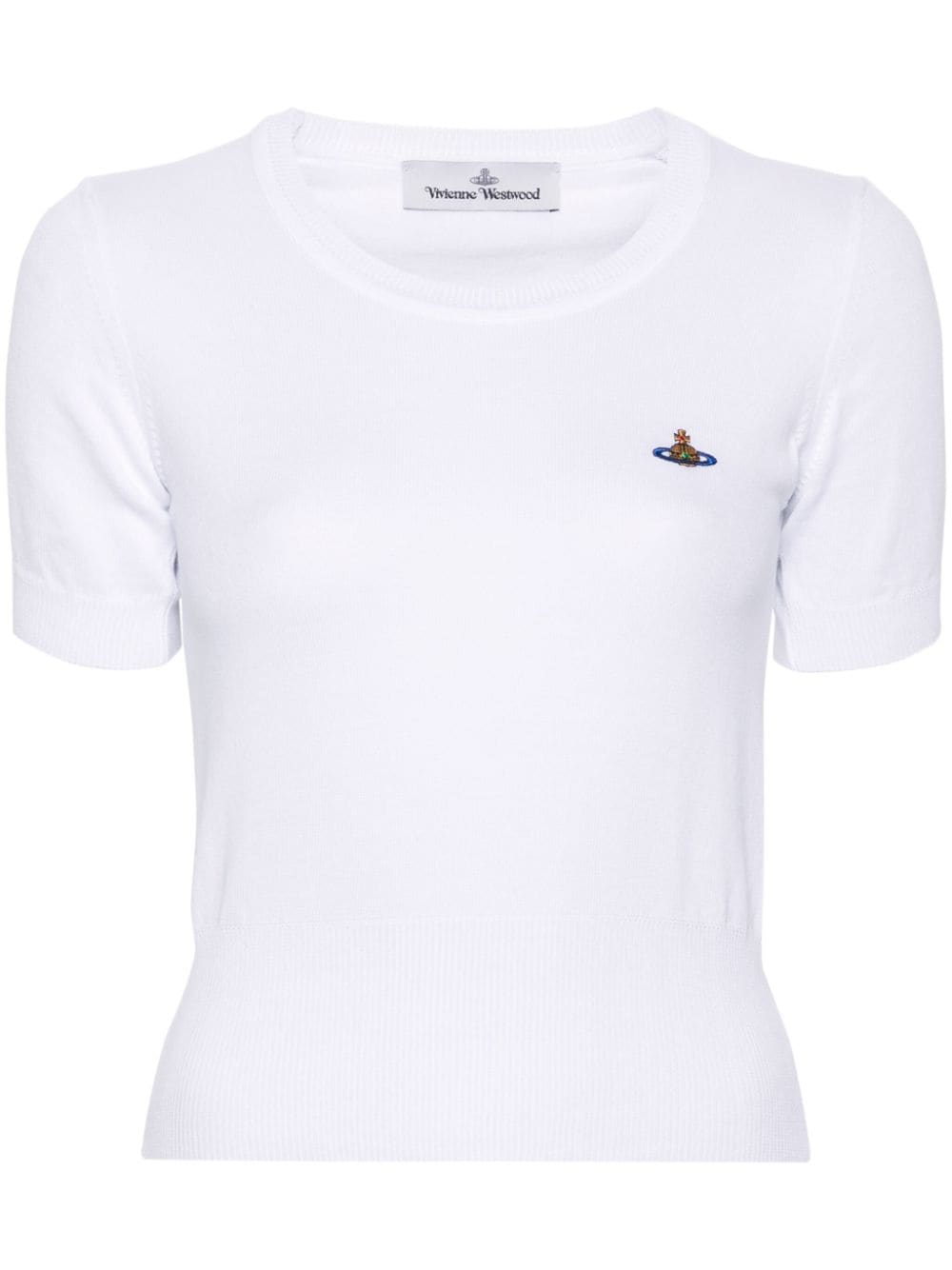 Vivienne Westwood Orb-embroidered Knitted T-shirt In White