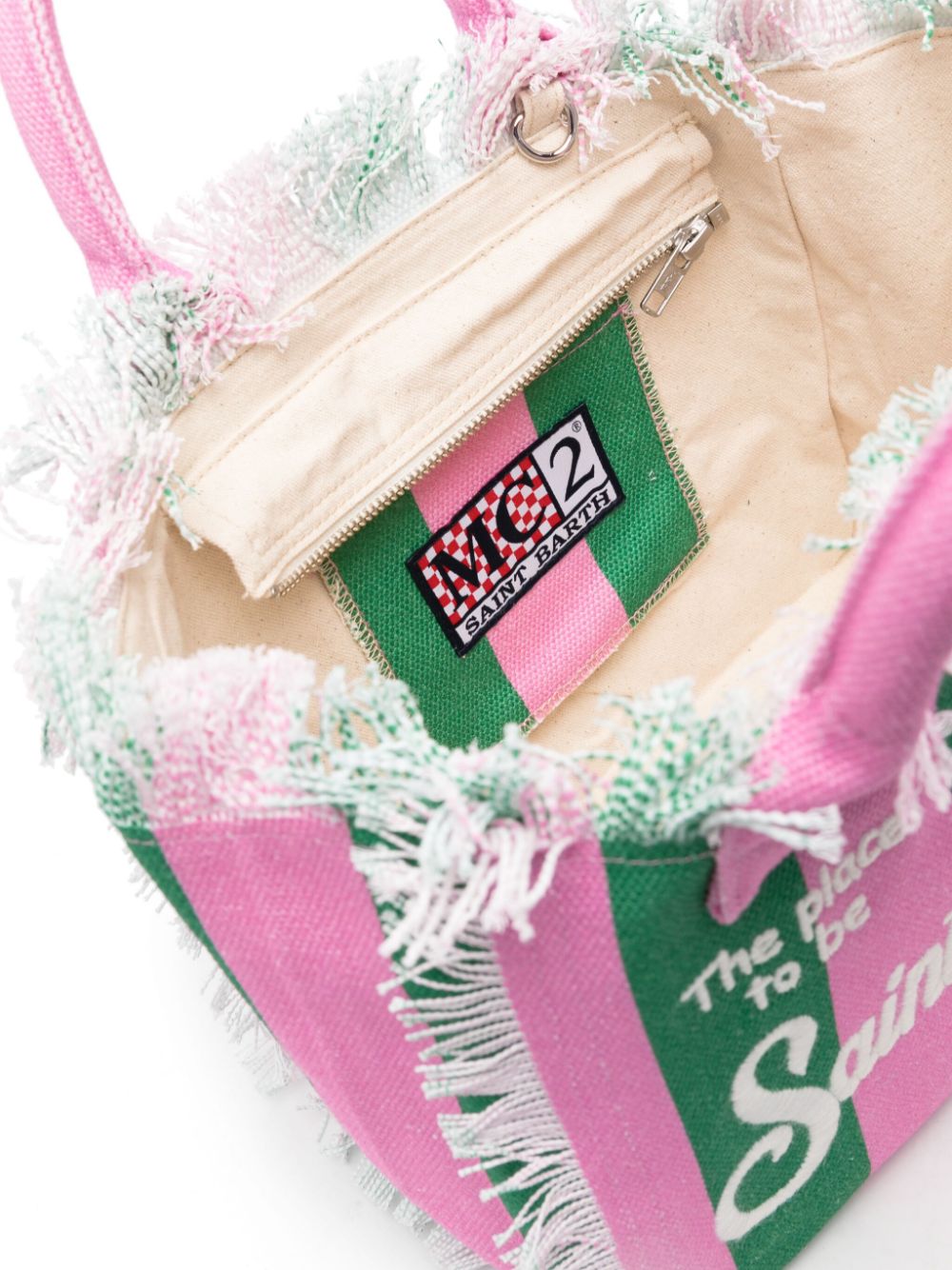 Shop Mc2 Saint Barth Colette Striped Tote Bag In Pink