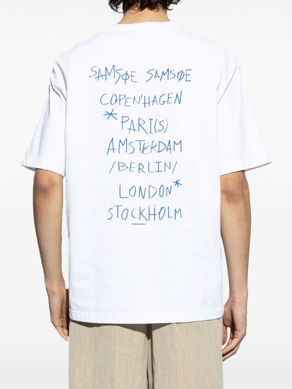 Shop Samsoe & Samsoe Sacopenhagen Crew-neck T-shirt In White