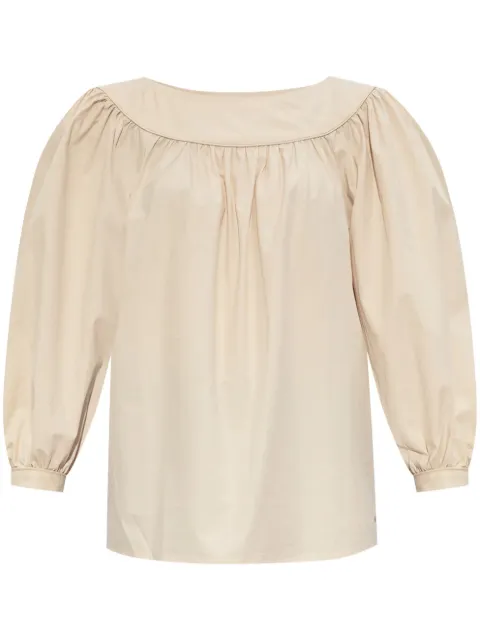 A.P.C. logo-embroidered poplin blouse Women