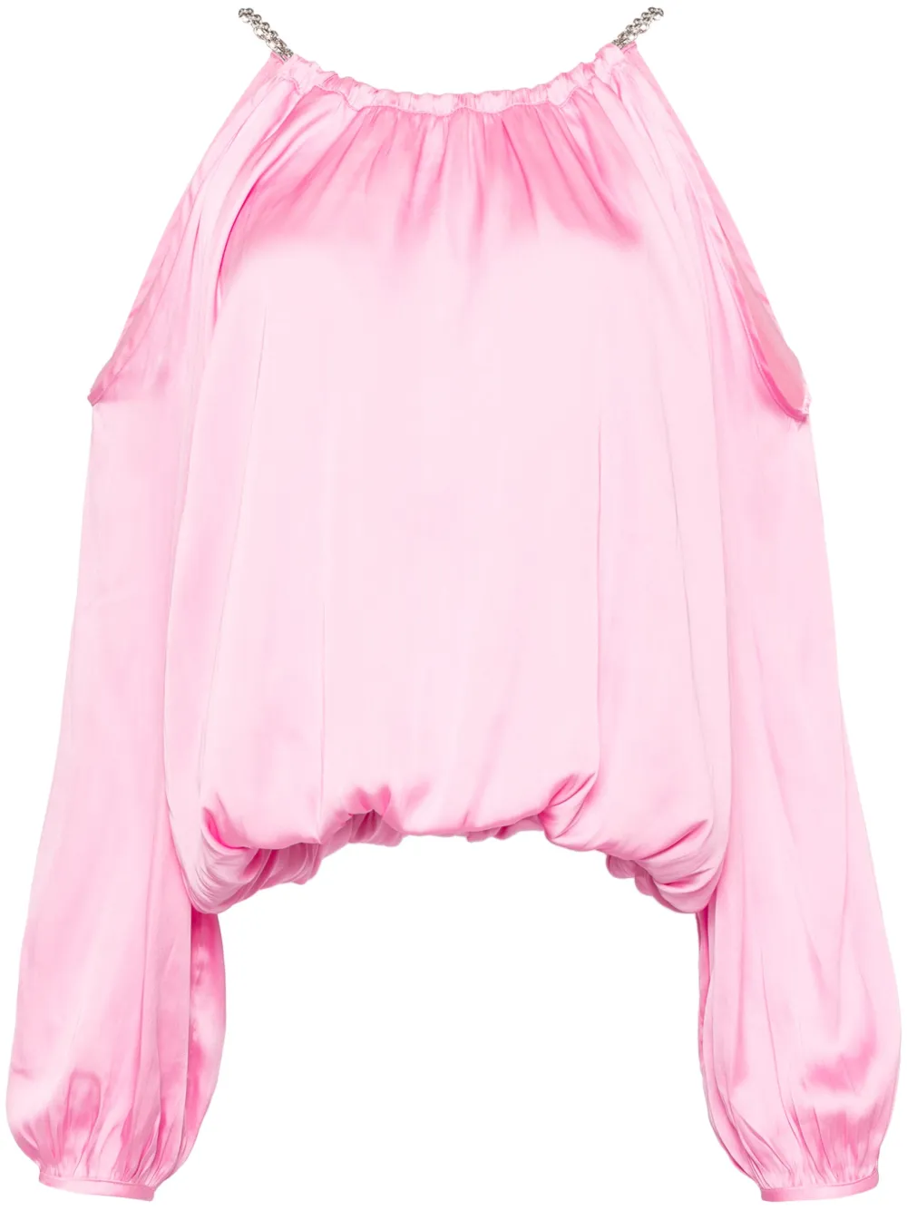 Tout A Coup Draped Cold-shoulder Blouse In Pink