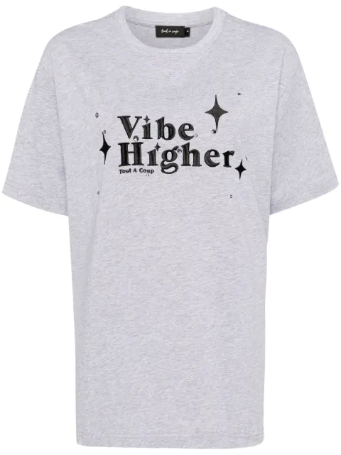 tout a coup slogan-embroidered cotton T-shirt