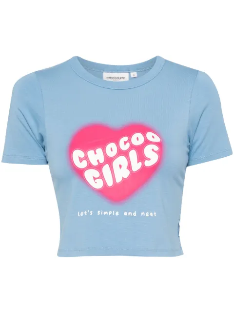 CHOCOOLATE graphic-print cropped T-shirt