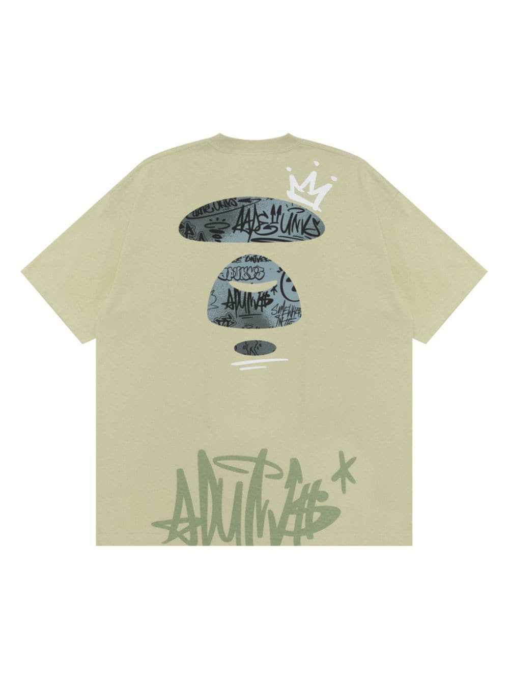 AAPE BY *A BATHING APE Katoenen T-shirt met graffiti logo Groen