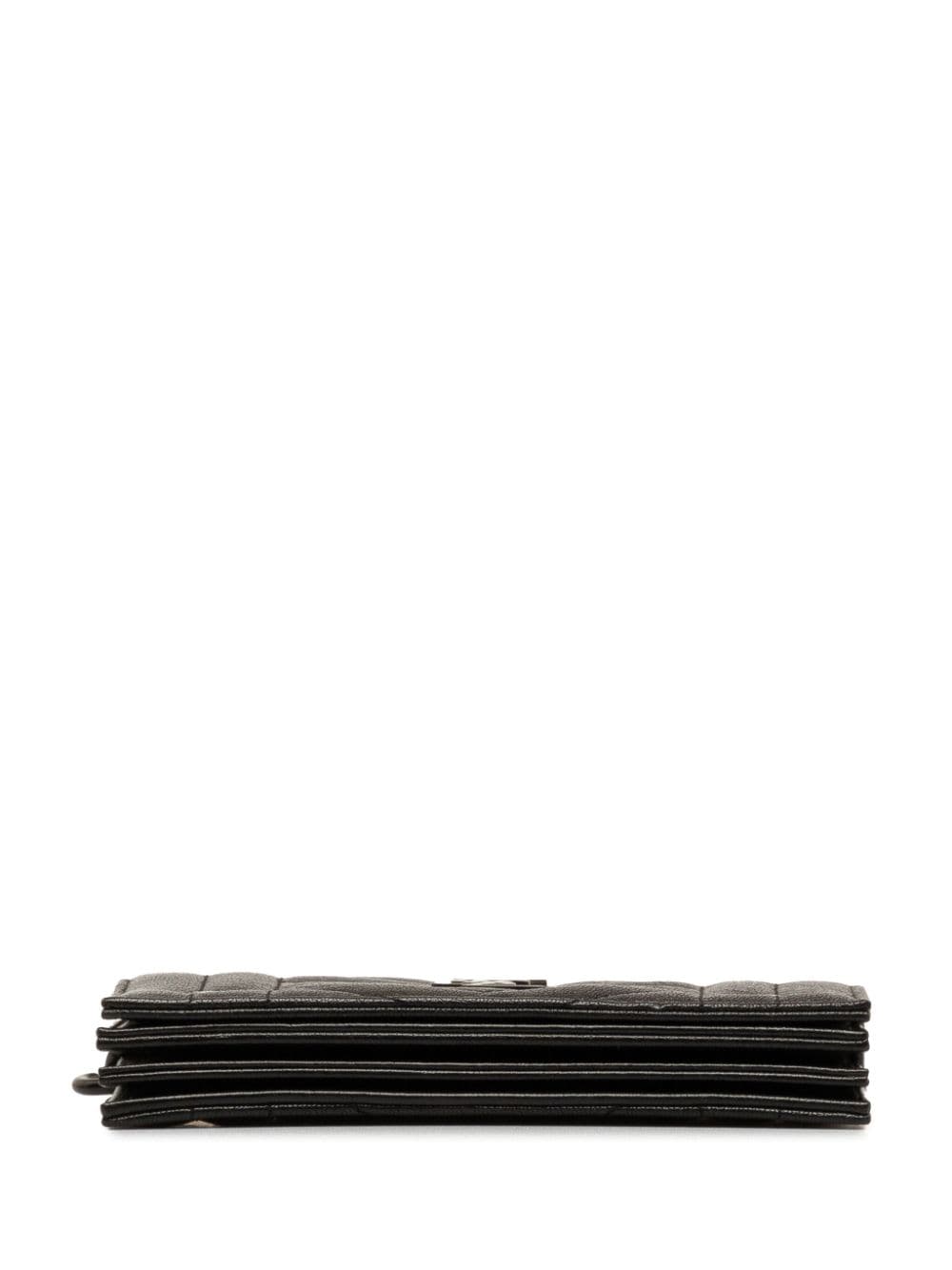 Pre-owned Saint Laurent 2016 Classic Monogram Matelasse Short Chain Flap Wallet Clutch Bag In Black
