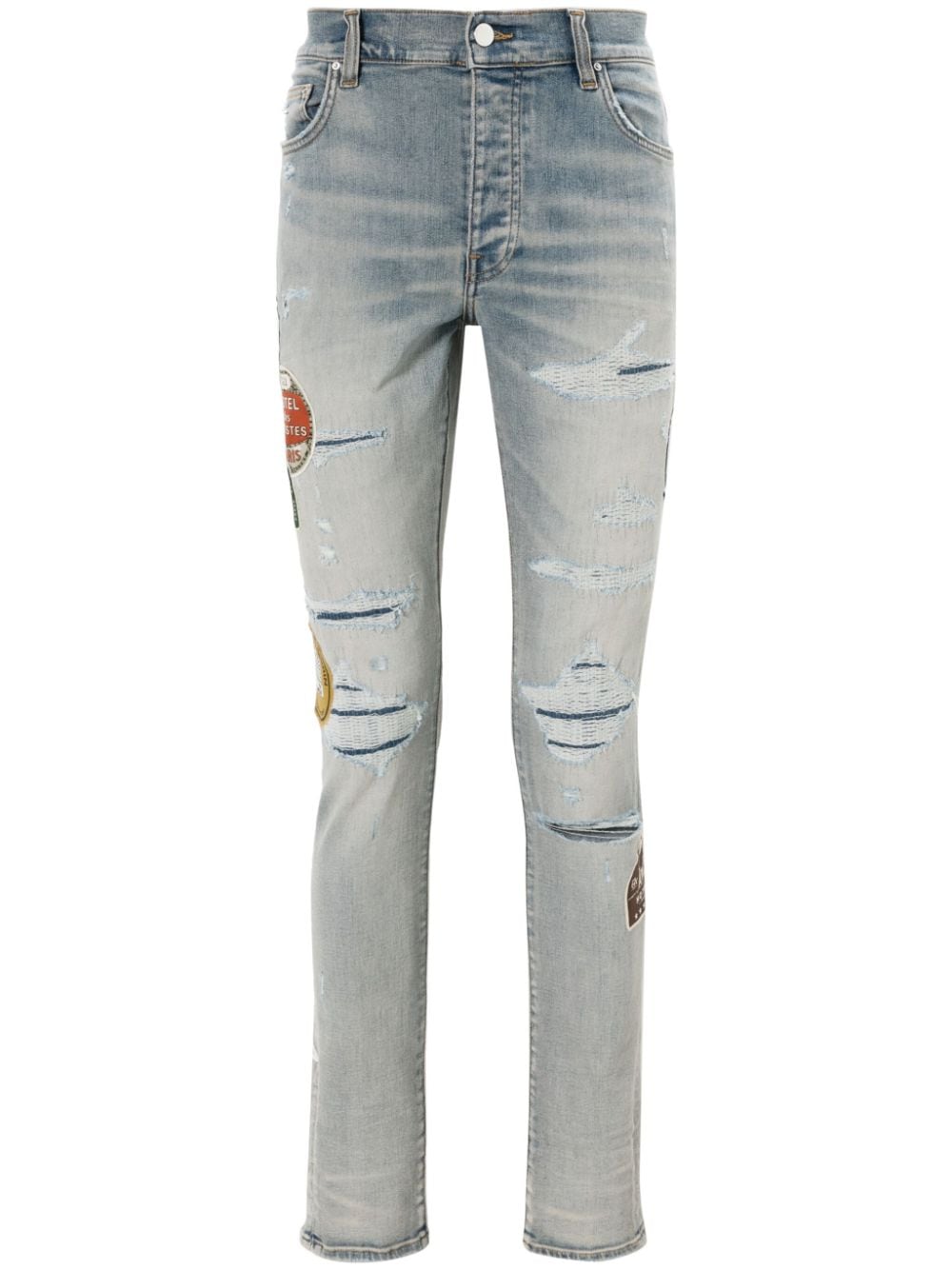 AMIRI Travel Patch Repair skinny jeans Blauw