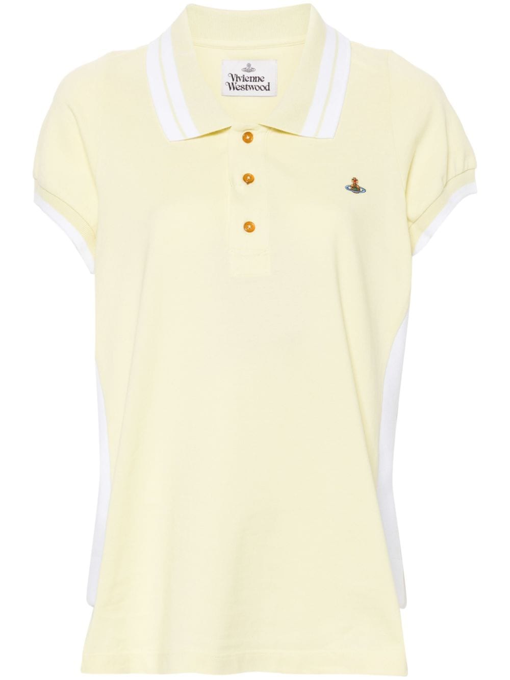 Vivienne Westwood Orb-embroidered Cotton Polo Top In Yellow