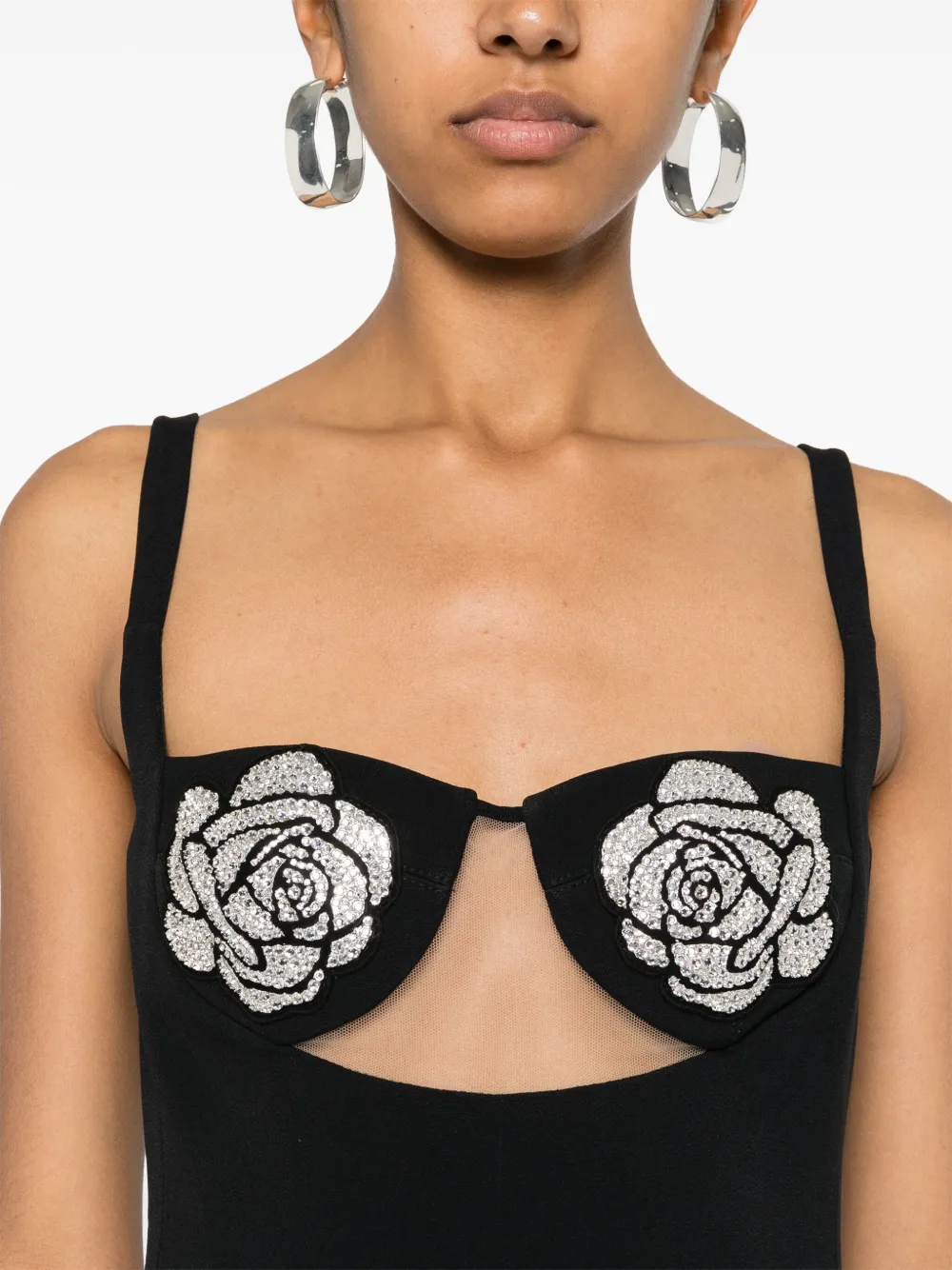 David Koma Jurk met bloemenpatch Zwart