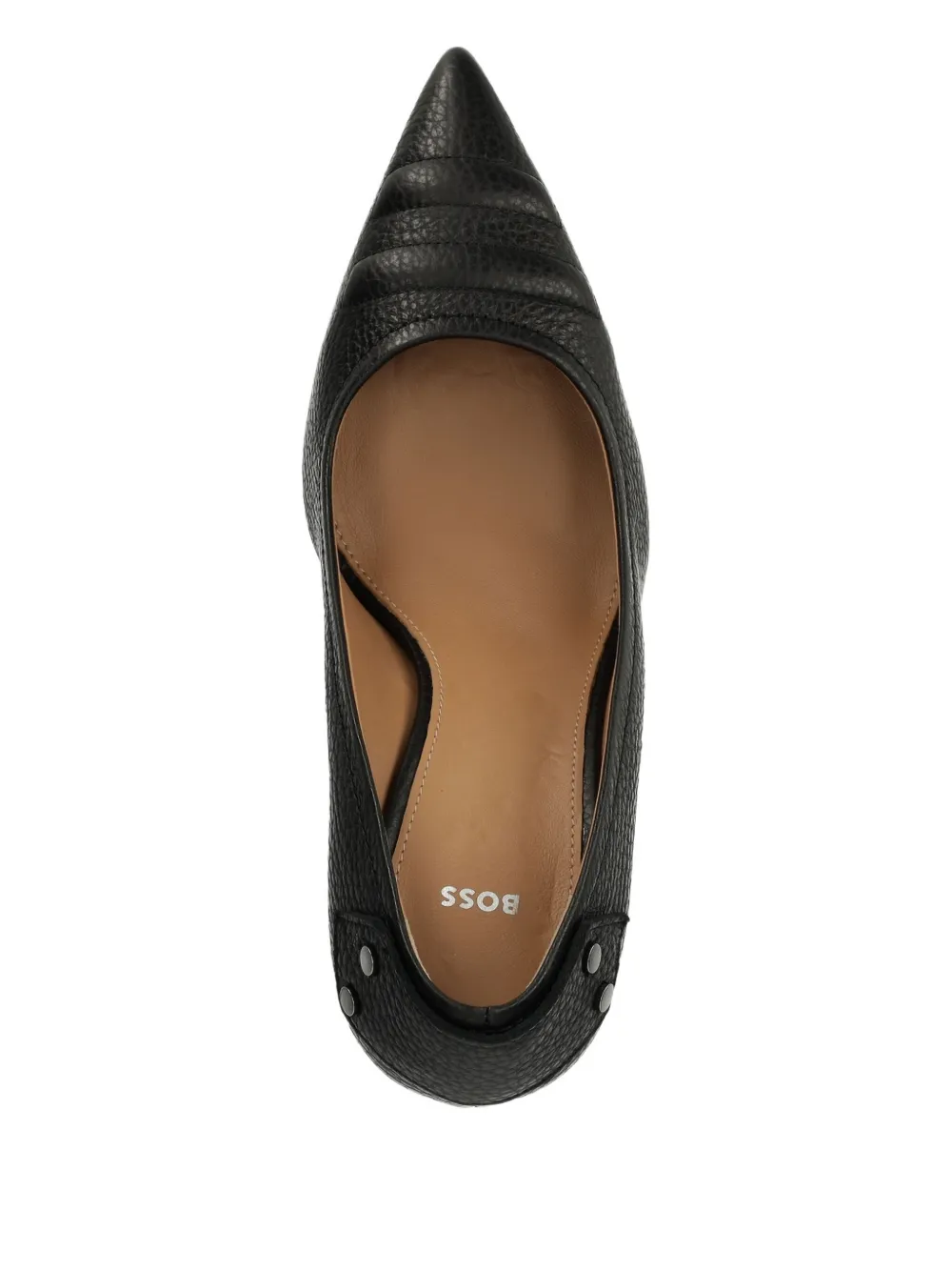 BOSS 95 mm leren pumps met puntige neus en textuur Zwart