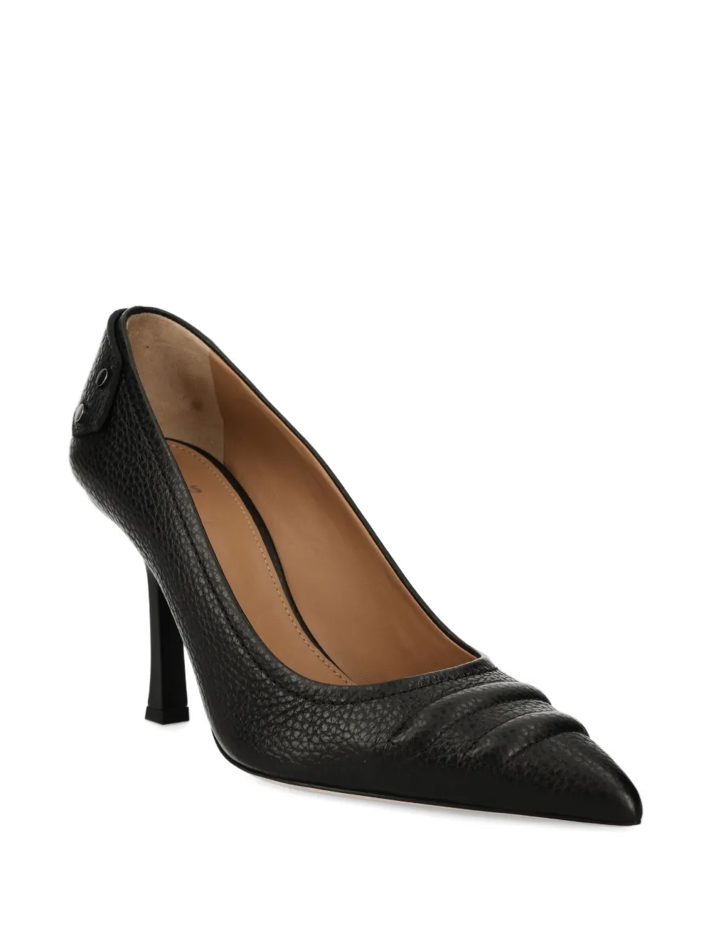 BOSS 95 mm leren pumps met puntige neus en textuur Zwart