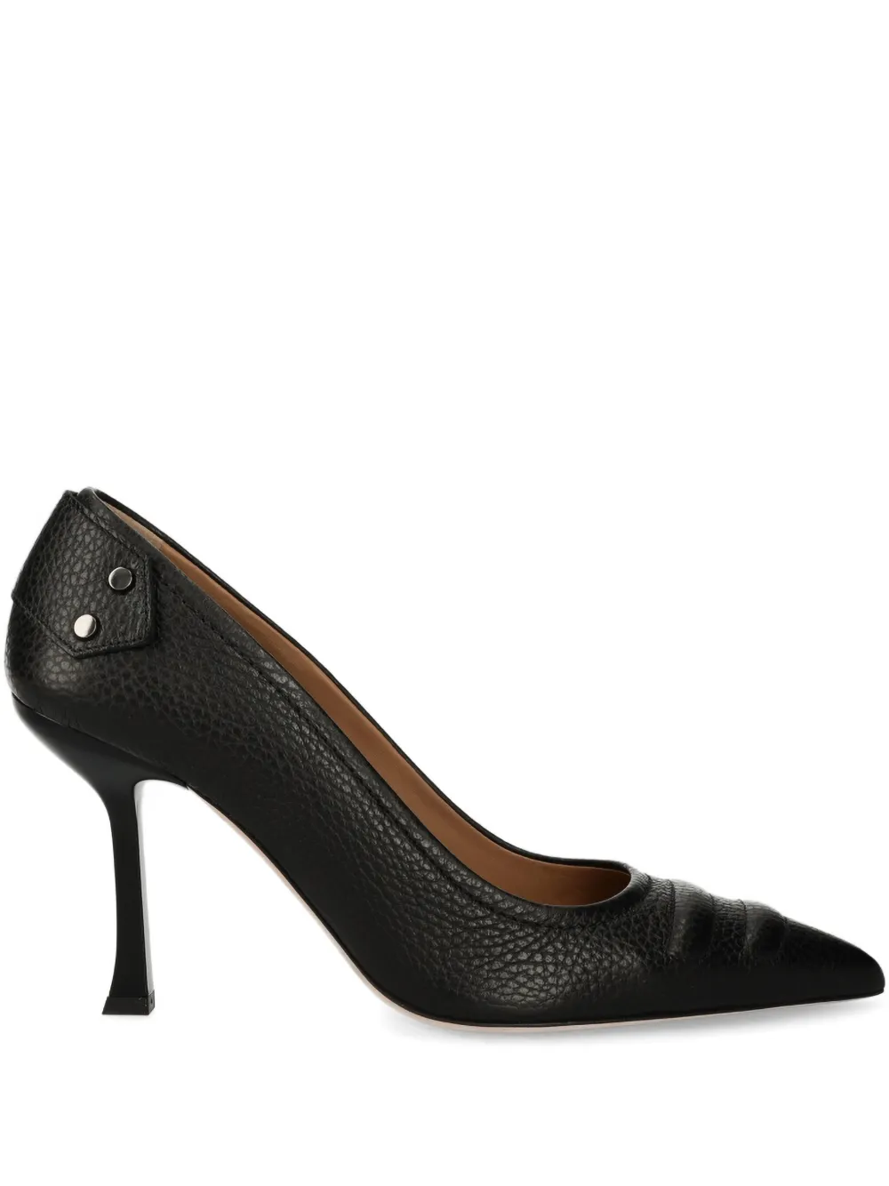BOSS 95mm textured-leather pointed-toe heeled pumps Black