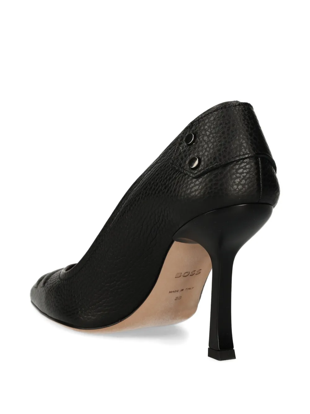 BOSS 95 mm leren pumps met puntige neus en textuur Zwart