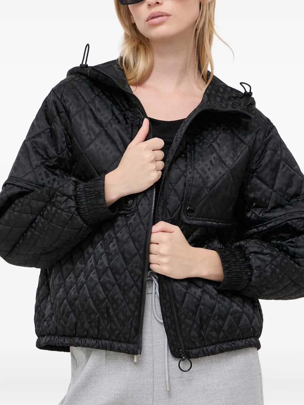 Hugo Boss Quilted Hooded Jacket In Black