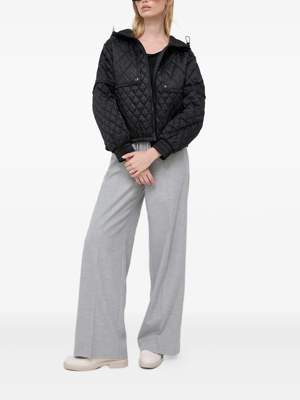 Hugo Boss Quilted Hooded Jacket In Black