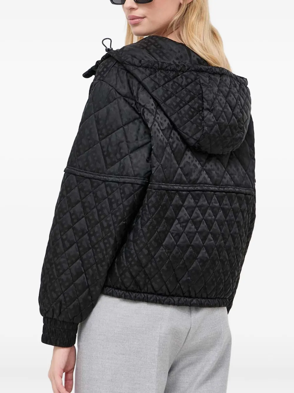Hugo Boss Quilted Hooded Jacket In Black