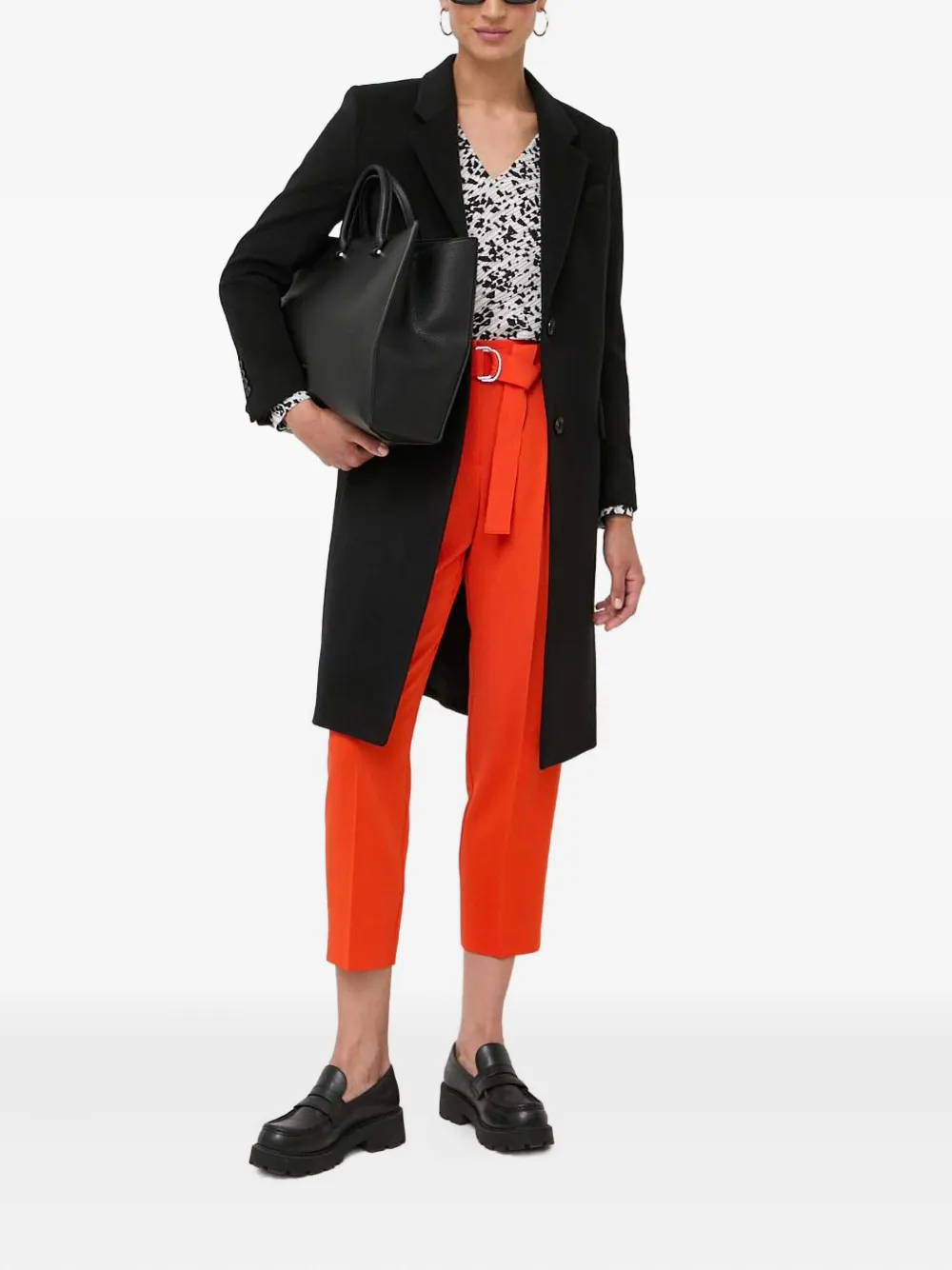 BOSS Cropped broek met ceintuur en plooien - 821 ORANGE