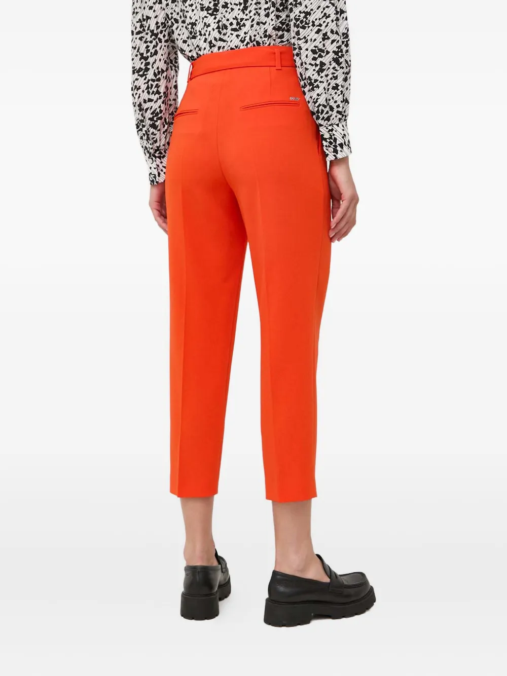 BOSS Cropped broek met ceintuur en plooien 821 ORANGE