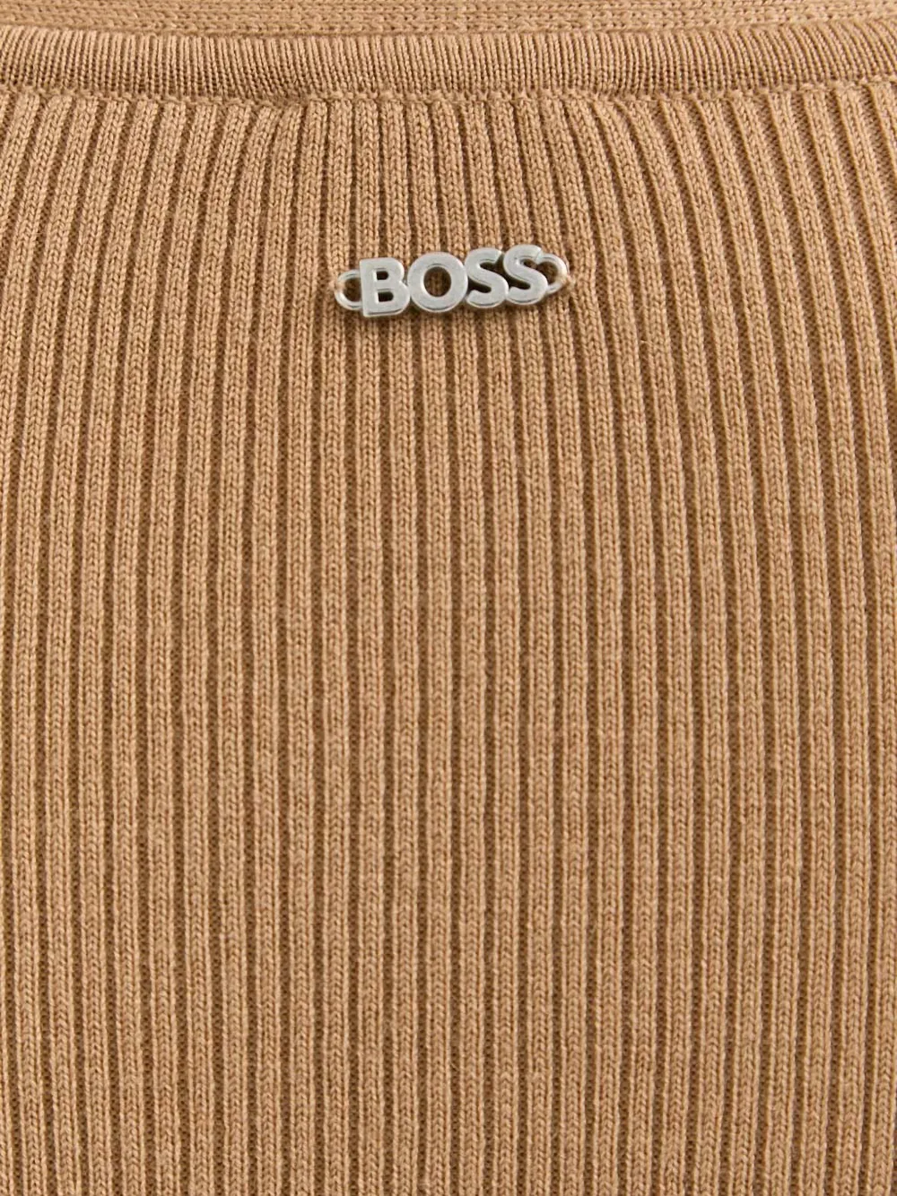 Hugo Boss Ribbed V-neck Sweater In Brown