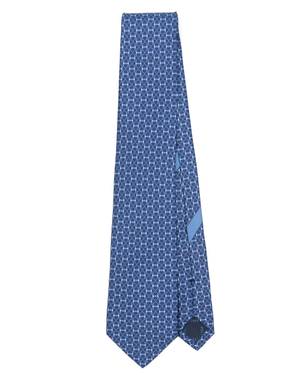 Ferragamo Gancini-pattern Silk Tie In Blue
