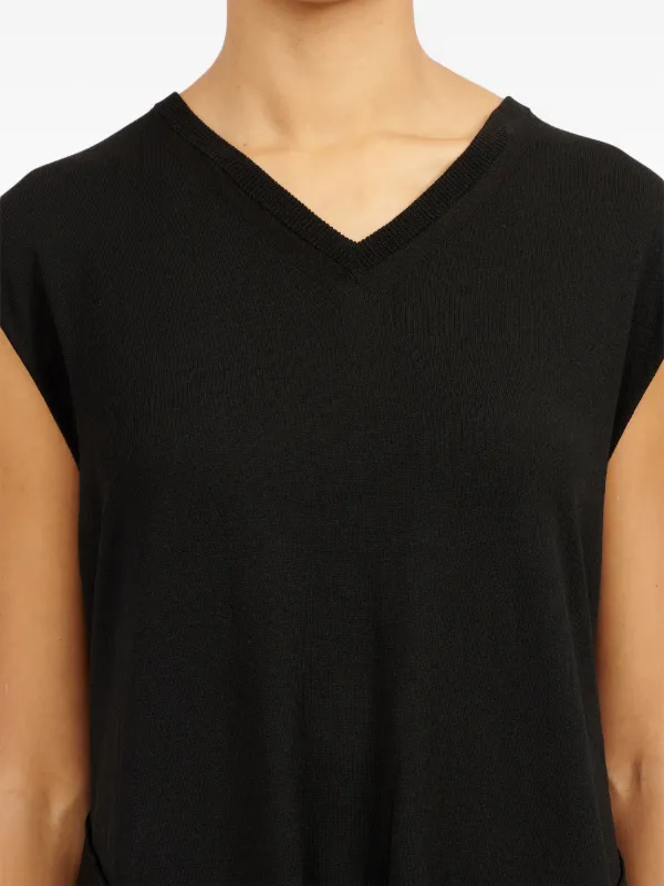 MAISON MARGIELA ホウティテルVネックトレス CT0925S22904 542 MM6 Maison Margiela V-neck cape-design Minidress | Black