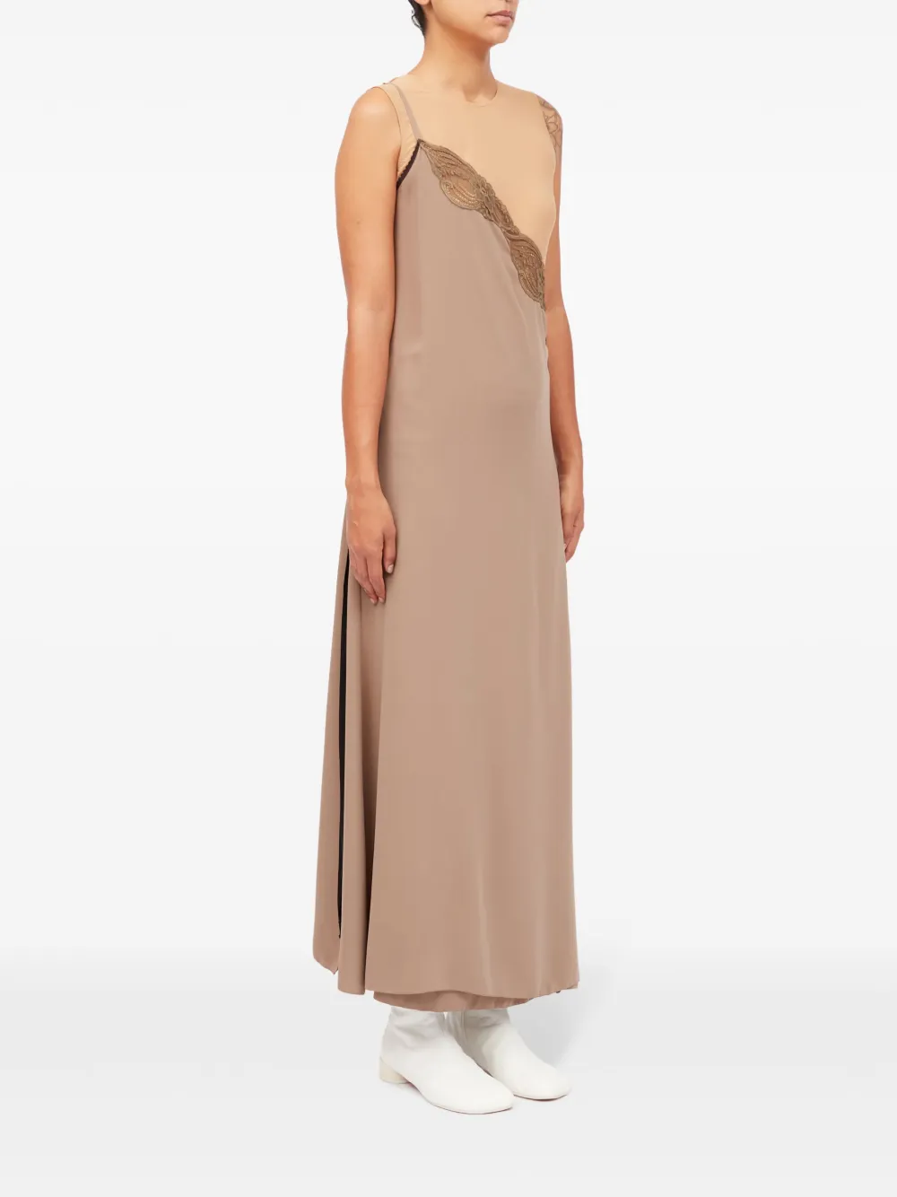 MM6 Maison Margiela Maxi-jurk met kanten detail Beige