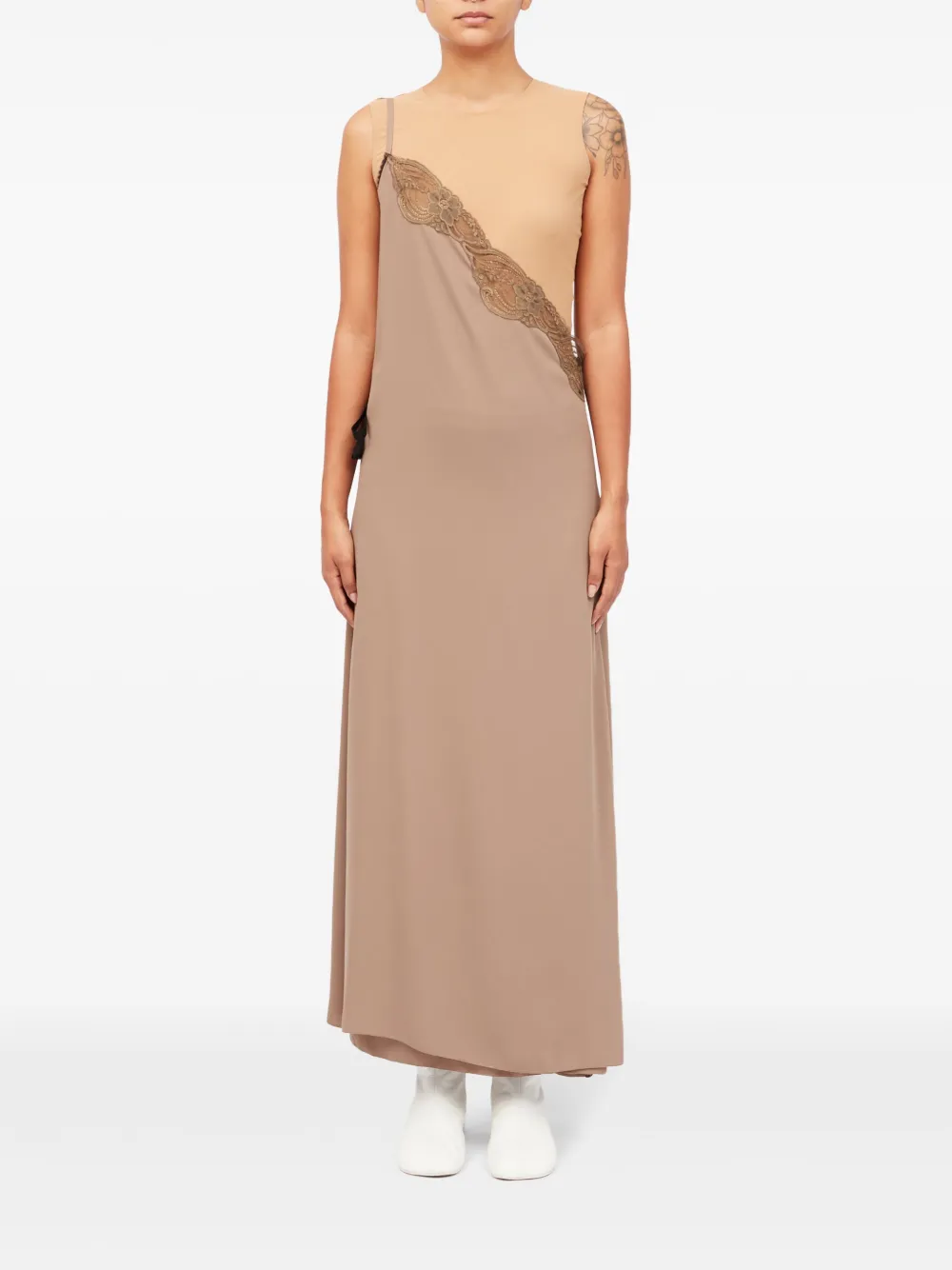 MM6 Maison Margiela Maxi-jurk met kanten detail Beige