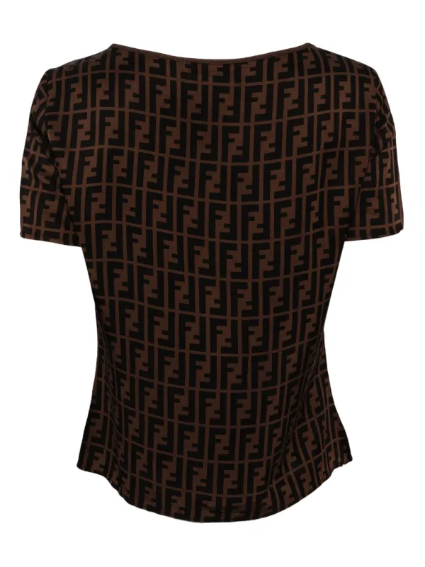 Fendi Pre Owned Zucca Silk Blouse Brown FARFETCH TR