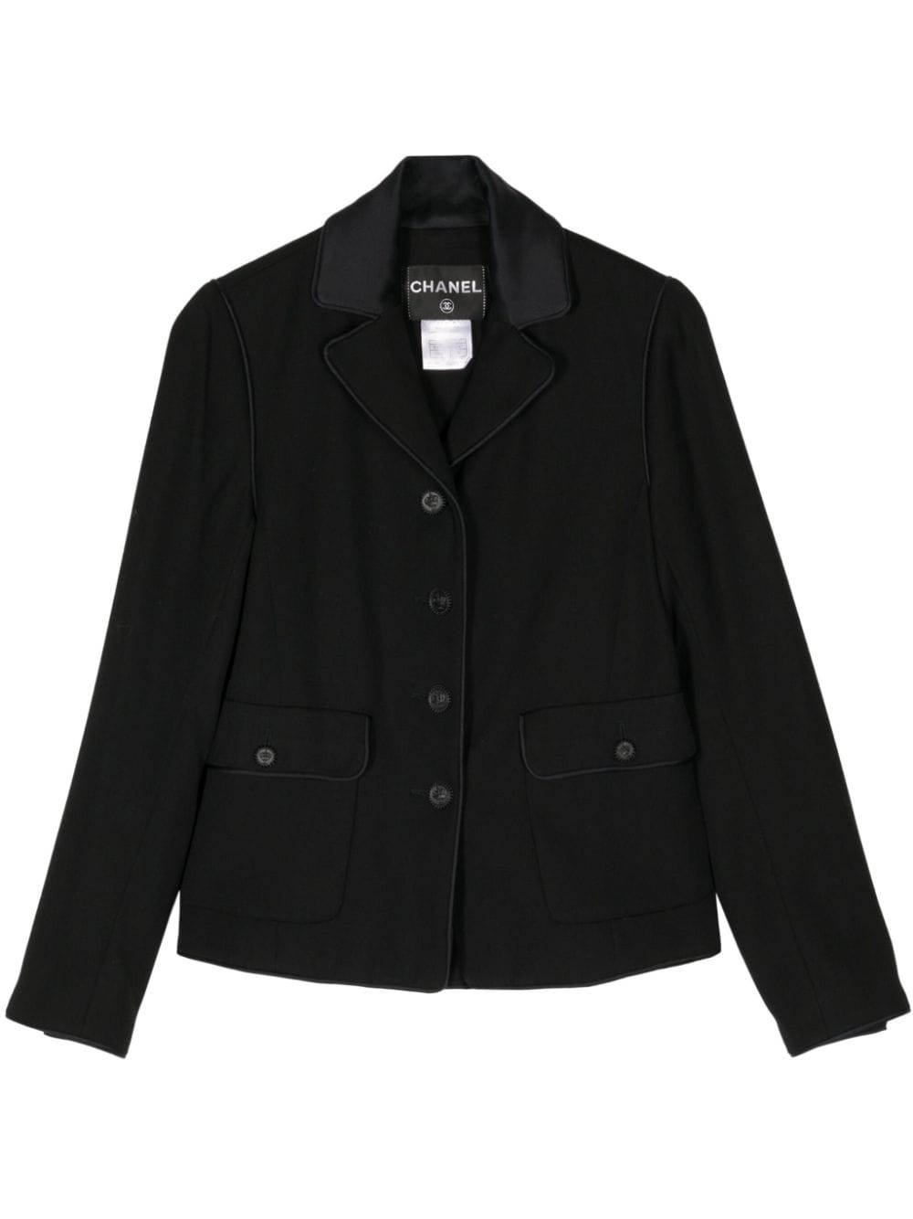 Pre-owned Chanel 2008 Single-breasted Wool Blazer In Black