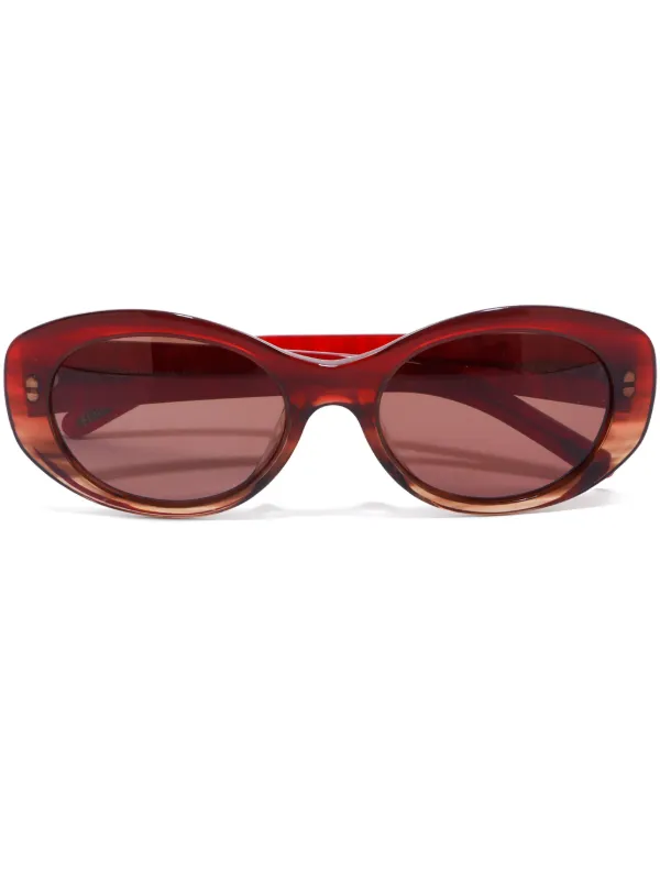 Fendi Pre Owned FF oval frame Sunglasses Red FARFETCH IE