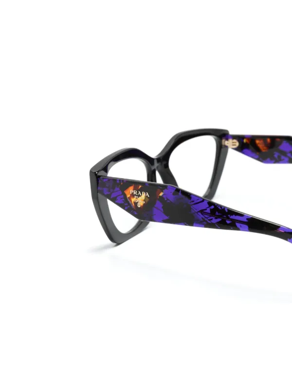 Prada Eyewear butterfly-frame Glasses | Black | FARFETCH display picture 3
