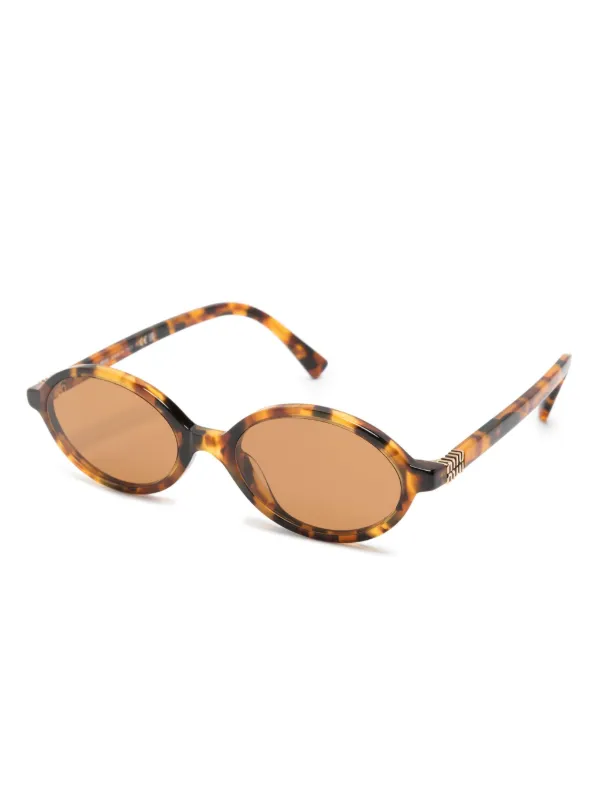 Miu Miu Eyewear オーバルフレーム サングラス | ブラウン | FARFETCH JP