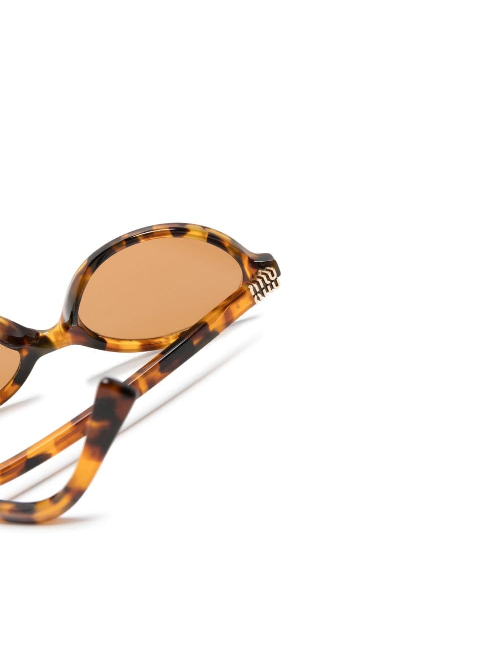 Shop Miu Miu Tortoiseshell Oval-frame Sunglasses In Brown