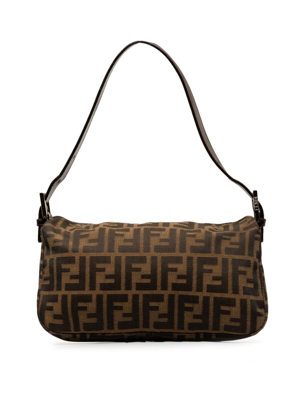 Pre-owned Fendi 2000-2015 Zucca Double Flap Shoulder Bag In Brown
