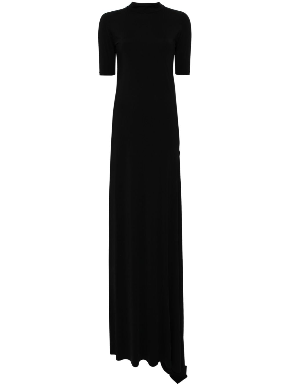 Prototypes Draped-detail Short-sleeve Maxi Dress In Black