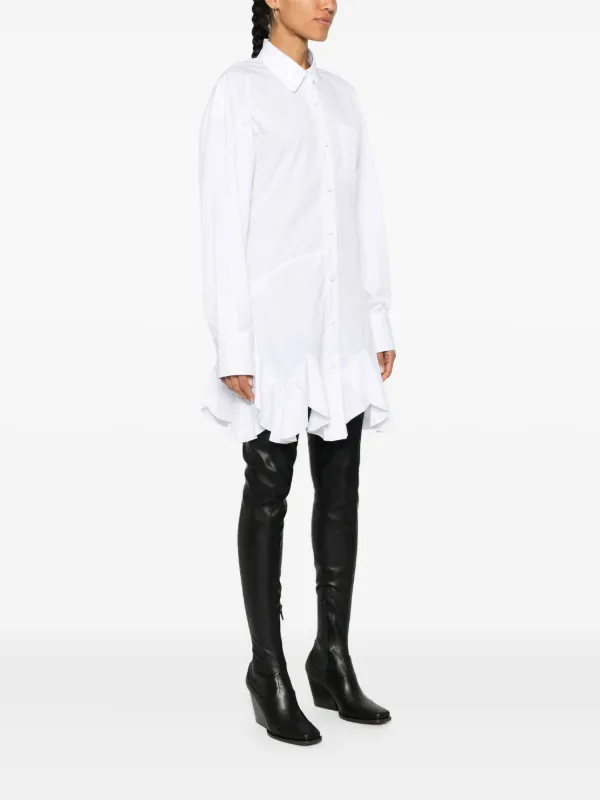 Stella McCartney logo-embroidered Poplin Mini Dress | White